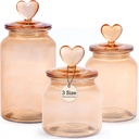 Set of 3 Elegant Amber Glass Jars with Lids