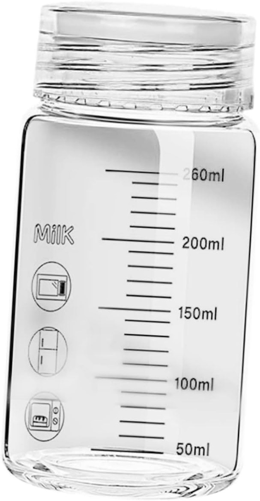 Zerodeko Glass Water Bottle Scale Portable Milk Storage Bottle Drink Cup for Office Home Cafe Wide Mouth