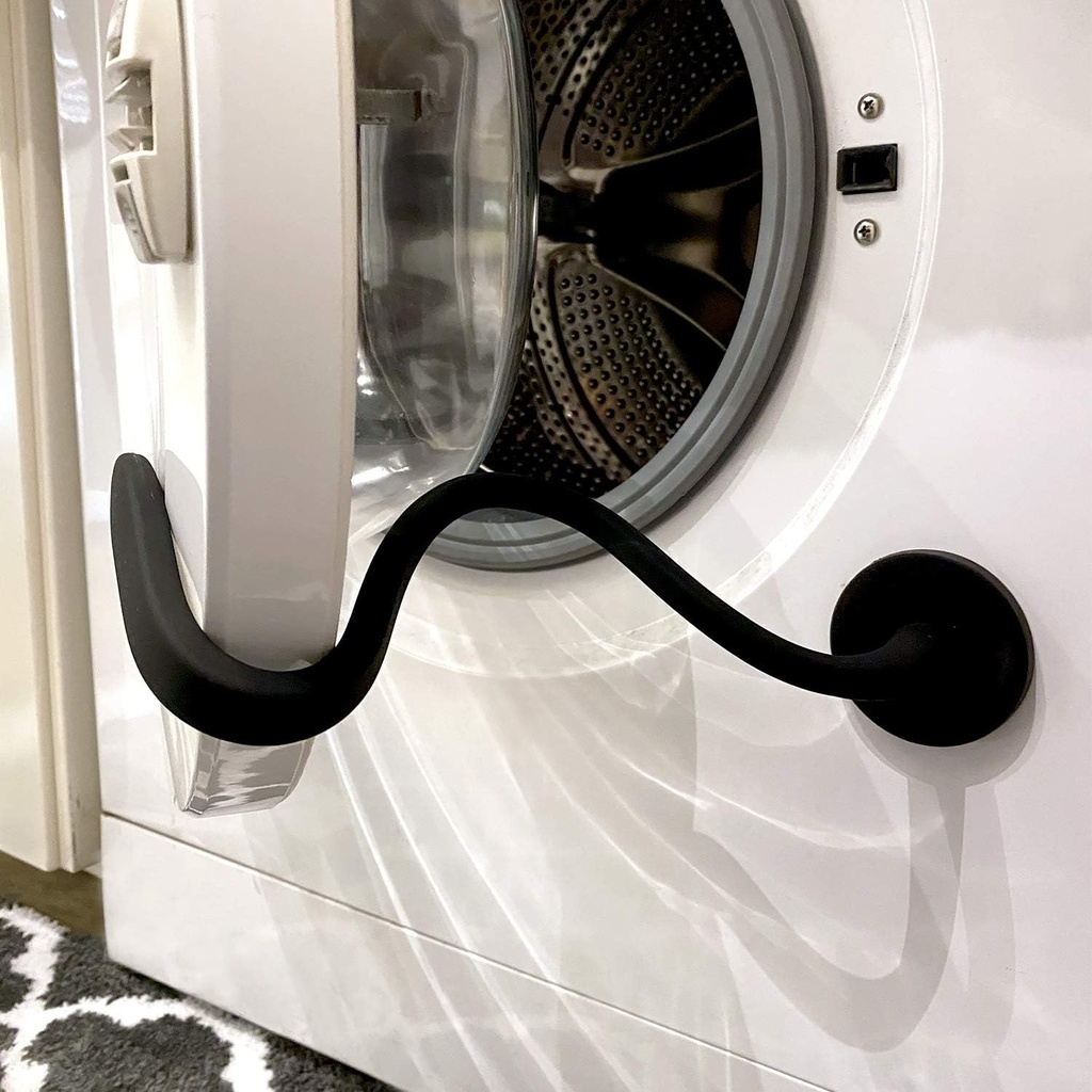 Spedtees Front Load Washer Door Prop, Magnetic Flexible Washer and Dryer Door Support Keep Washer Drying Door Open to Keep Dry (Black, Round)