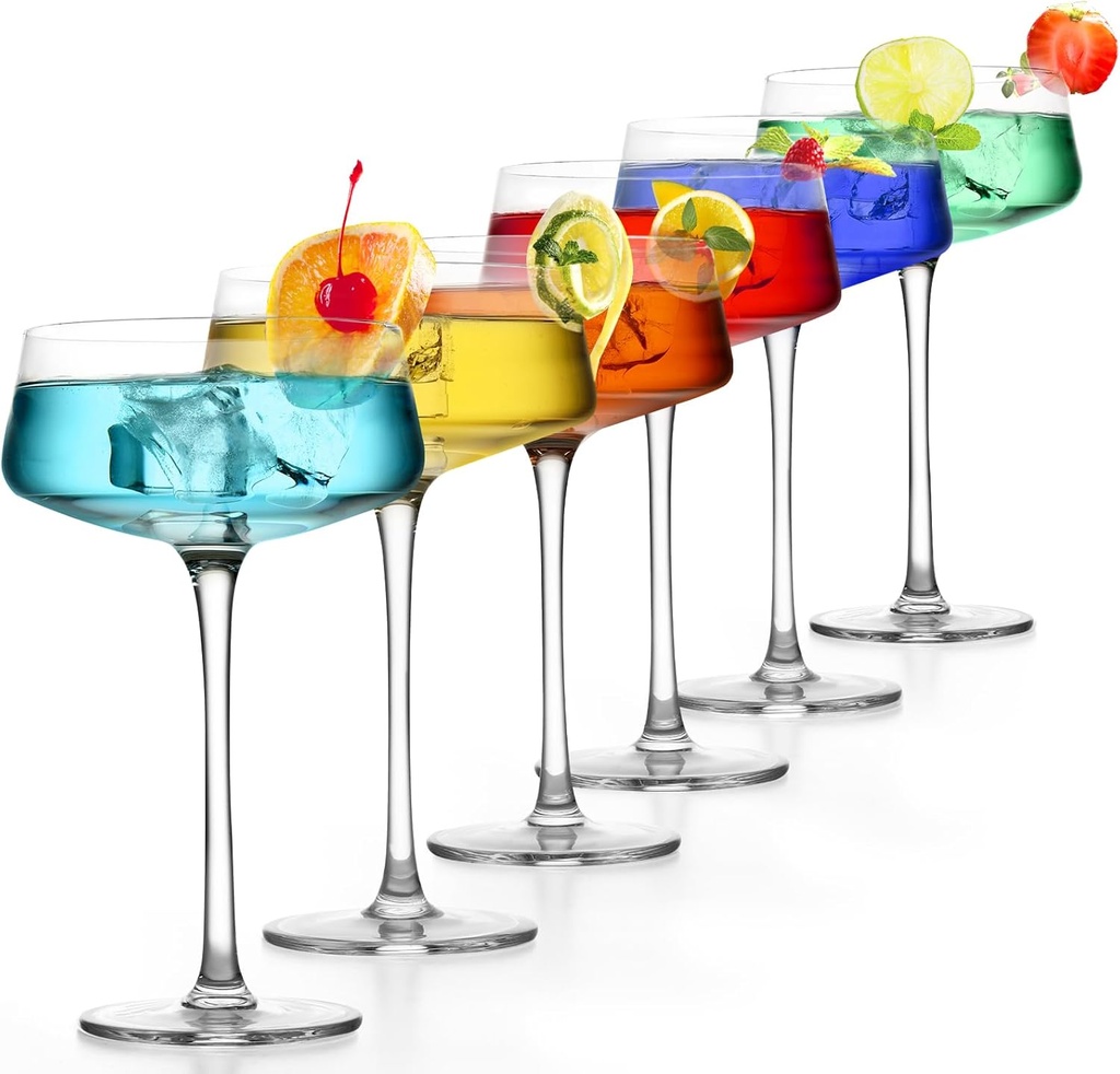 Coupe Glasses Set of 6, Vintage Martini Glasses Set of 6, 8.8 Oz Coupe Cocktail Glasses, Cute Cocktail Glasses, Espresso Martini Glasses, Perfect for Bar, Parties and Gift