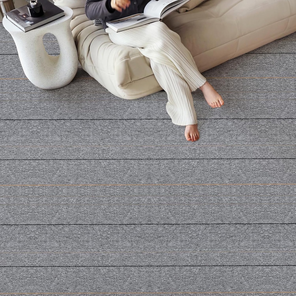 Carpet Tiles Square 40pcs Soft Non Adhesive Padded Seamless Appearance Home Non-Slip Floor Easy DIY Installation Indoor Outdoor 20" x 20"
