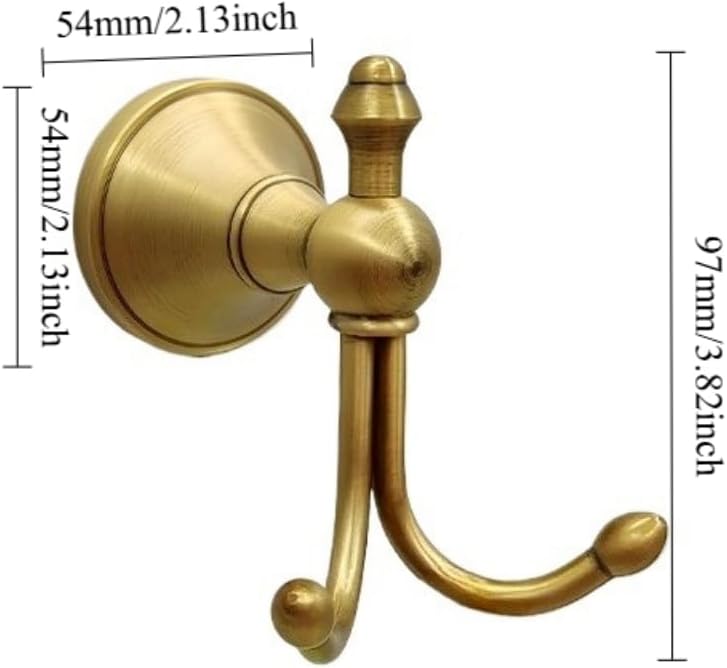 2 Pack Vintage Antique Brass Hooks Wall,Antique Brass Horn Shape Curved Towel Hooks,Vintage Clothes Coat Robe Hook for Bathroom Accessories,Bronze