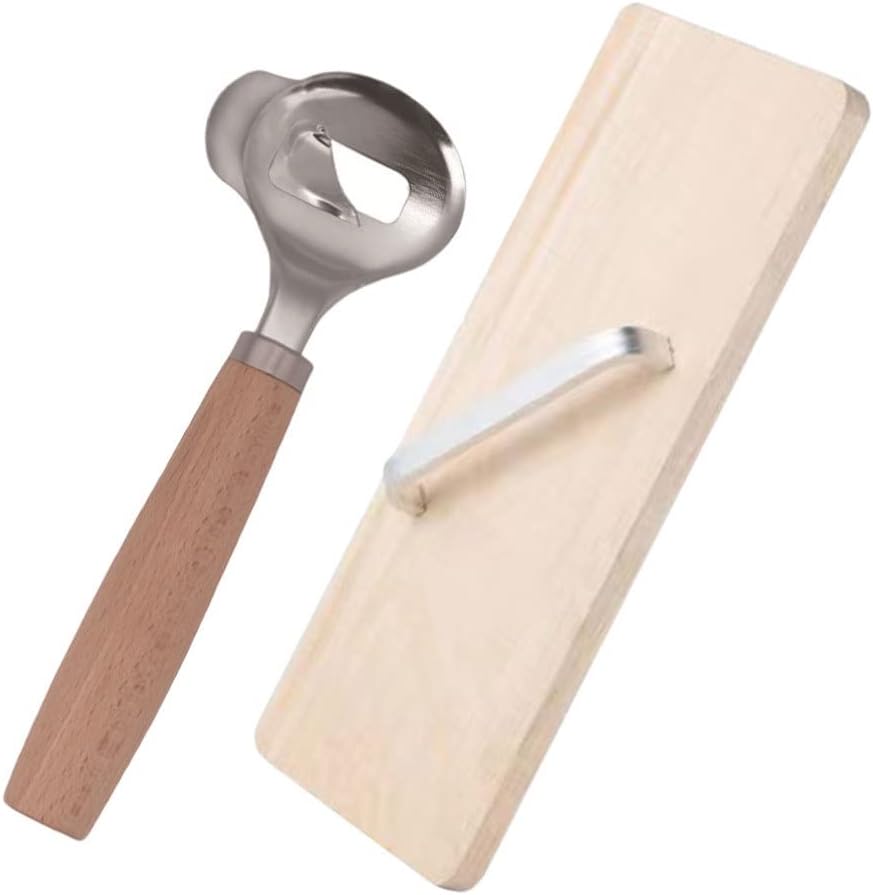 Pizza Slicer Stainless Steel Noodle Set Chinese Noodles Cutter with Wooden Board Sliced Noodles Pasta Maker Spaetzle Maker Manual Slashing Tool Bread Making Tools
