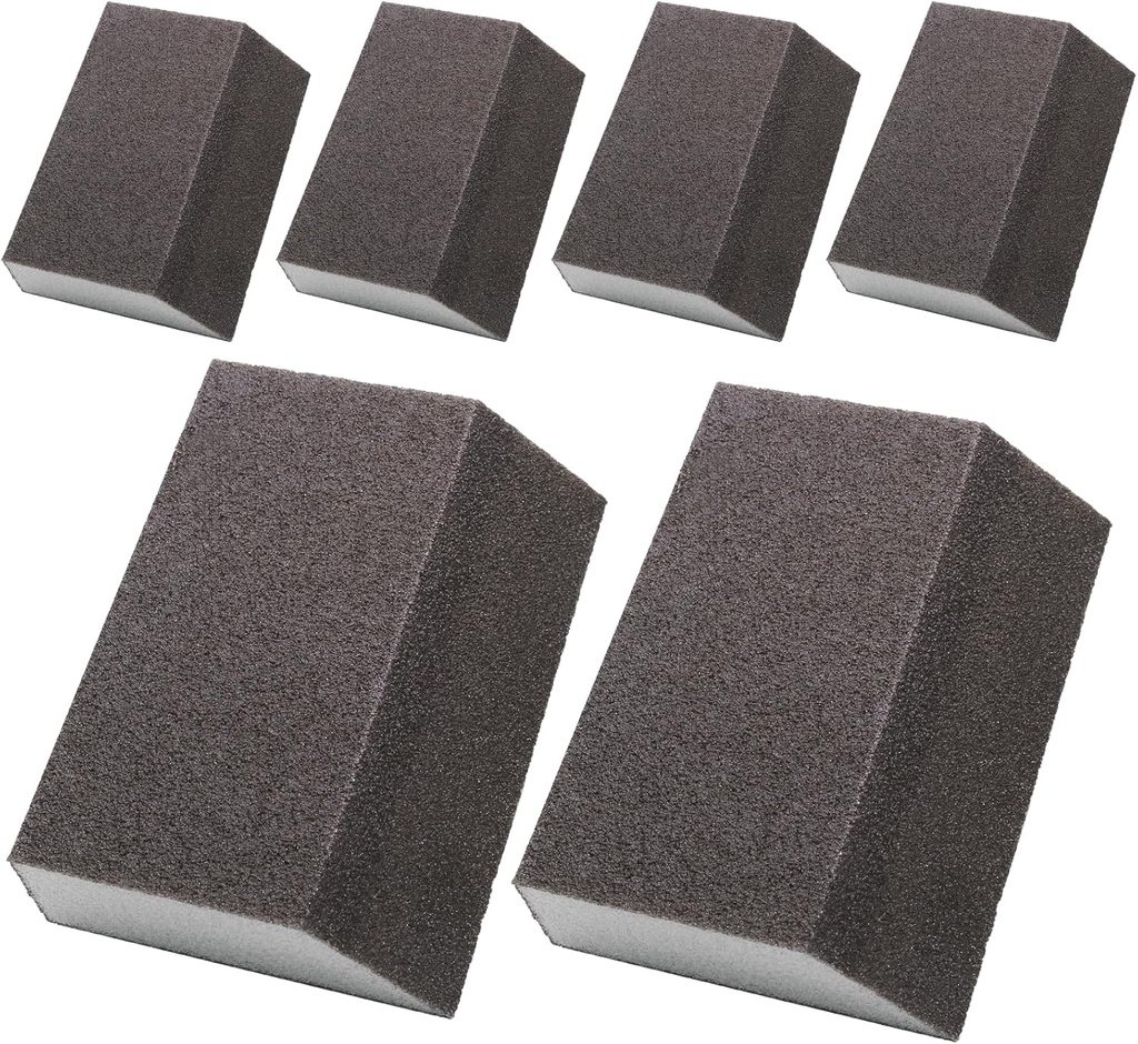 Luomorgo 6 Pcs 120 Grit Sanding Sponge Angle Sanding Block, Coarse Sponge Sanding Block, Reusable Wet Dry Sanding Sponges for Metal, Drywall, Plastic, Wood, Paint (Angled)