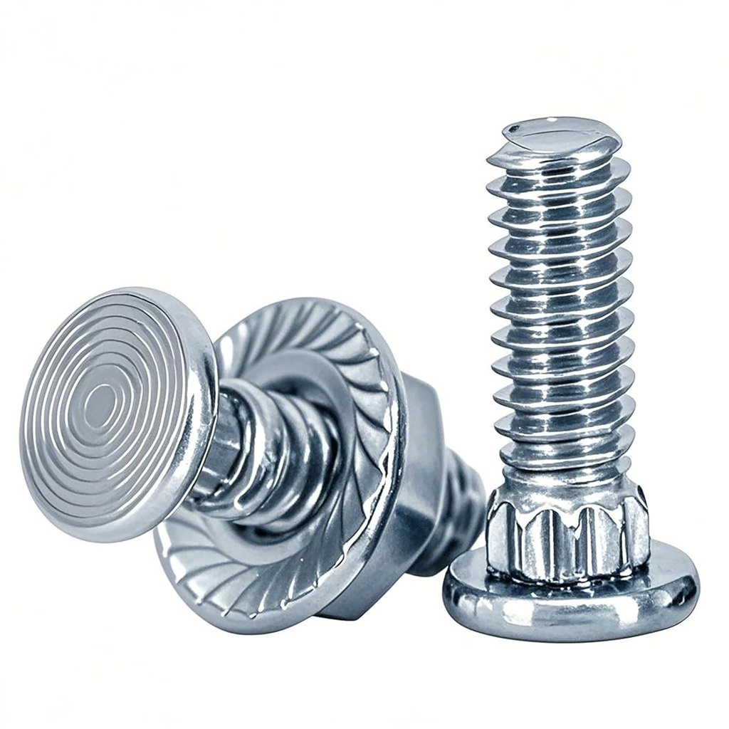 Garage Door Vertical/Curve Track and Extension Ladders Bolts & Lock Nuts, 1/4" x 3/4" Zinc Plated Flat Head Carriage Bolt with Knurled Neck (25 Sets)