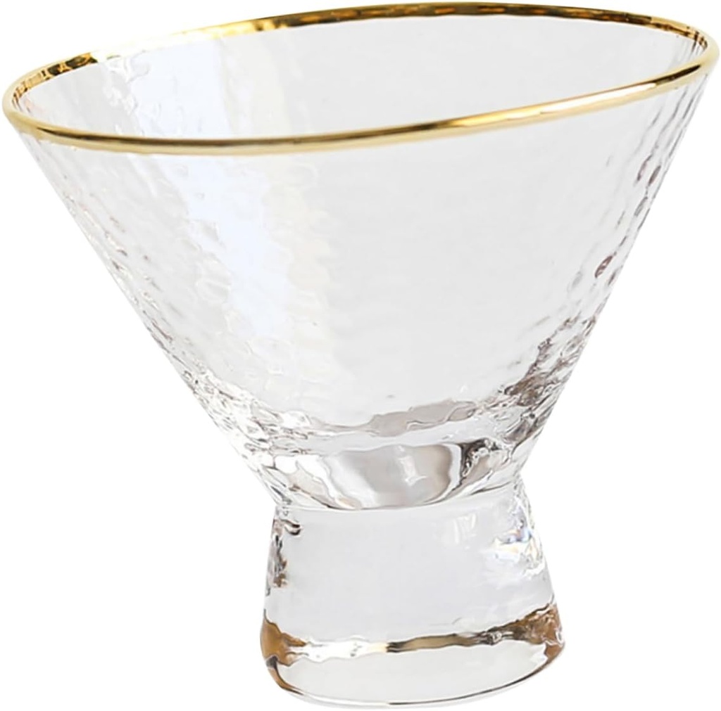 1pc Charcuterie Cups Gold Rim Crystal Glass Ice Cream Cups Hammered Mesh Lids for Juice Salad Desert