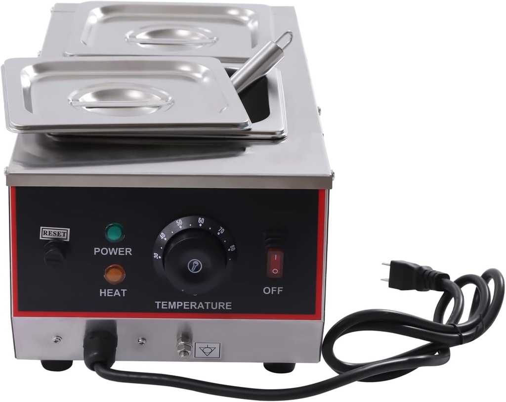 Chocolate Tempering Machine 86-185℉ Commercial Electric Melting 2-Pot 1.5gal Stainless Steel Food Warmer Professional Heated Chocolate Melter with Lid
