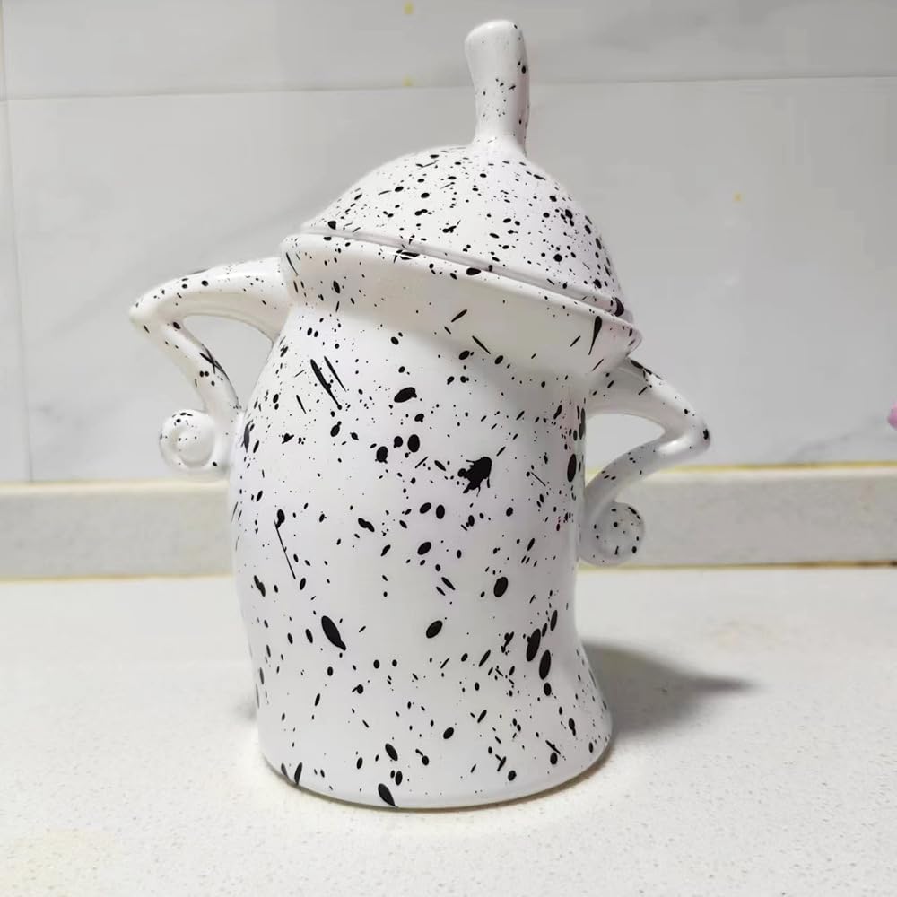Whimsical Canister with Attitude, Tea Pot, Sassy Flour Sugar Storage Containers, Coffee Canisters with Airtight Lids, 8.89 x 6.89 x 3.93 inches