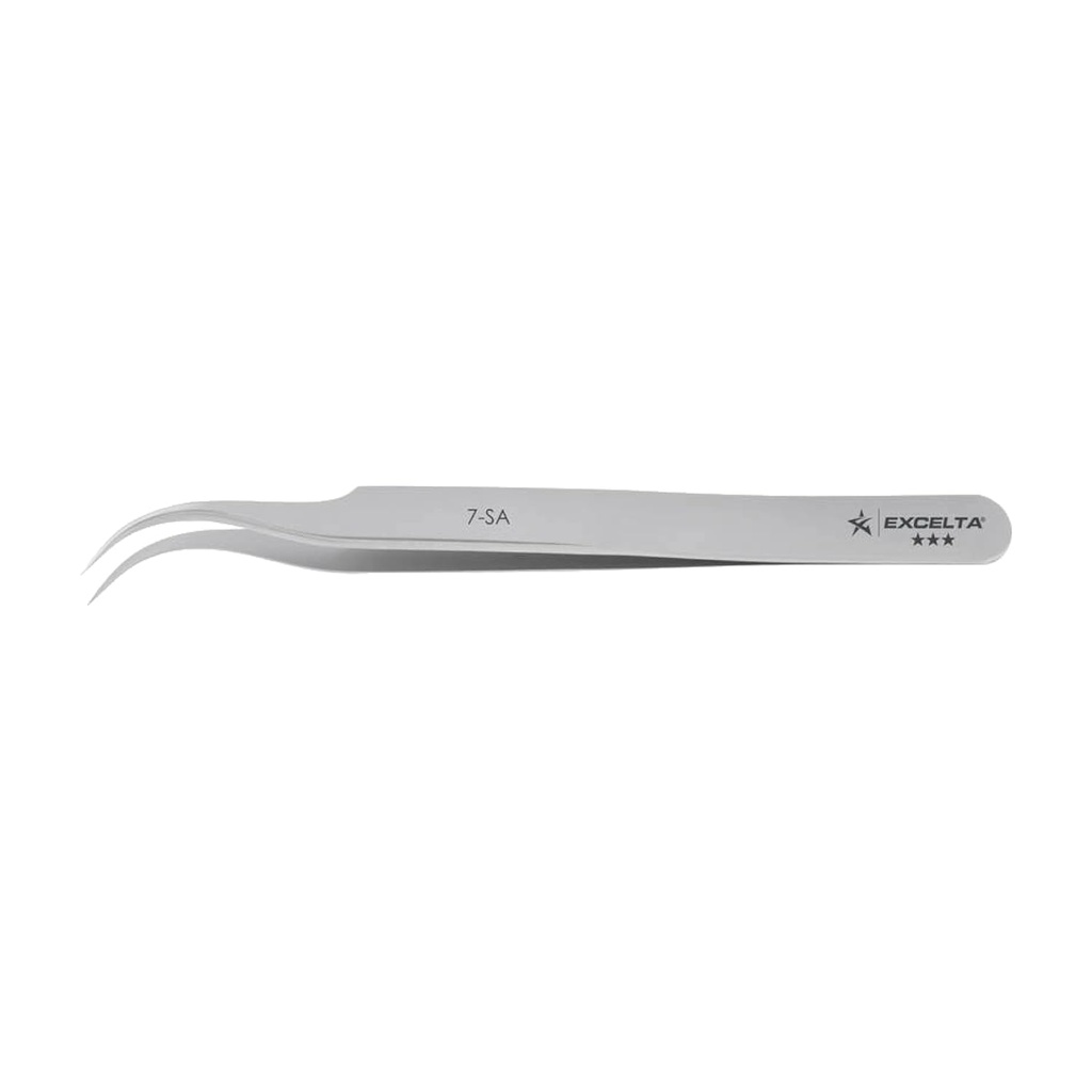 Excelta Curved Very Fine Point Tweezers, 45° Angle, Anti-Magnetic Stainless Steel, Ideal for Magnified Applications, 4.5" Length, Professional