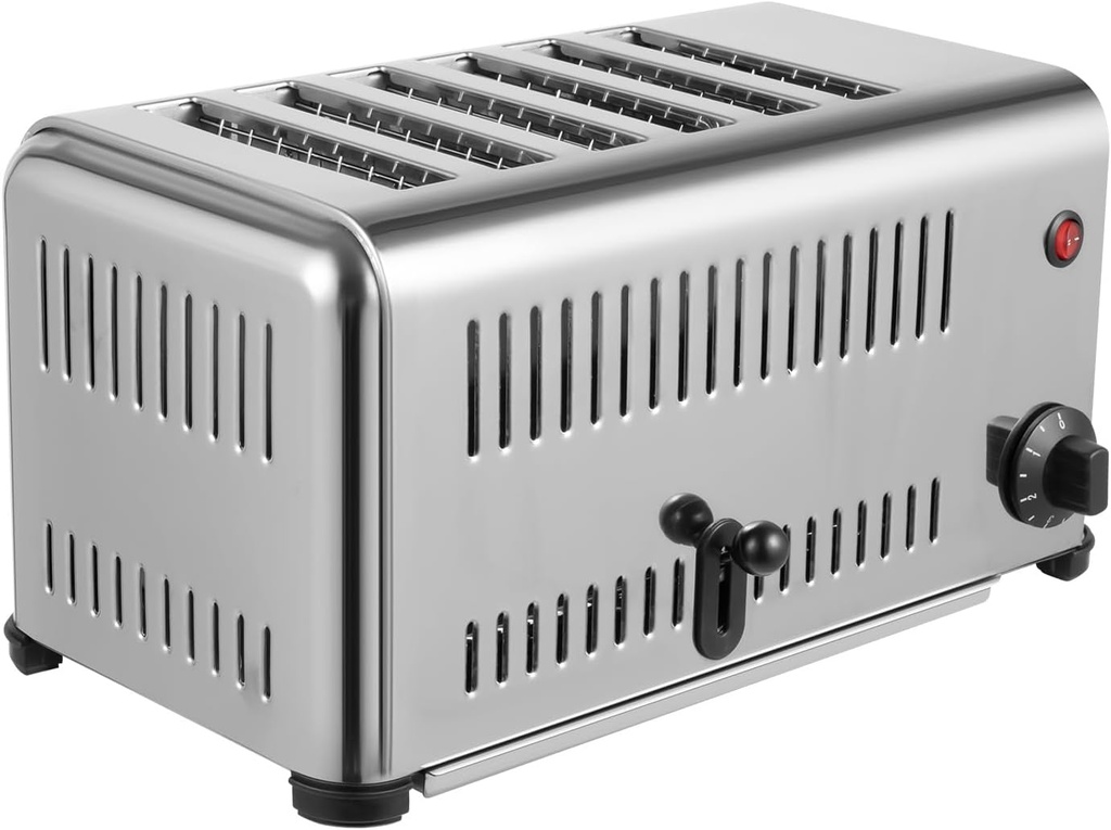 110V Commercial Toaster 1680W Bread Toaster 6 Slice Toaster Bread Machine Stainless Steel Conveyor Toaster Timing Electric Baking Machine Bread Baking Machine With Wide Slots & Removable Crumb Tray