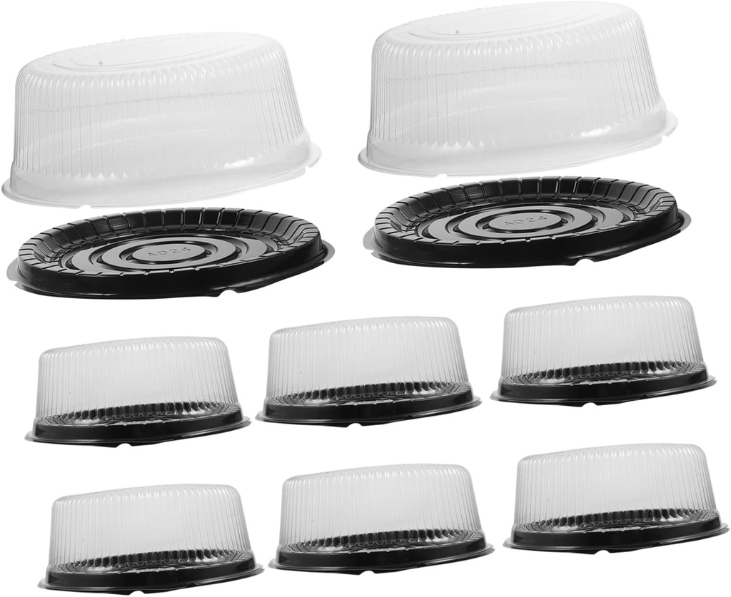 GLEAVI 10Pcs Plastic Cake Box Round Cake Carrier with Lids for Birthday Cakes and Outdoor Events Lightweight and Reusable Bakery Container