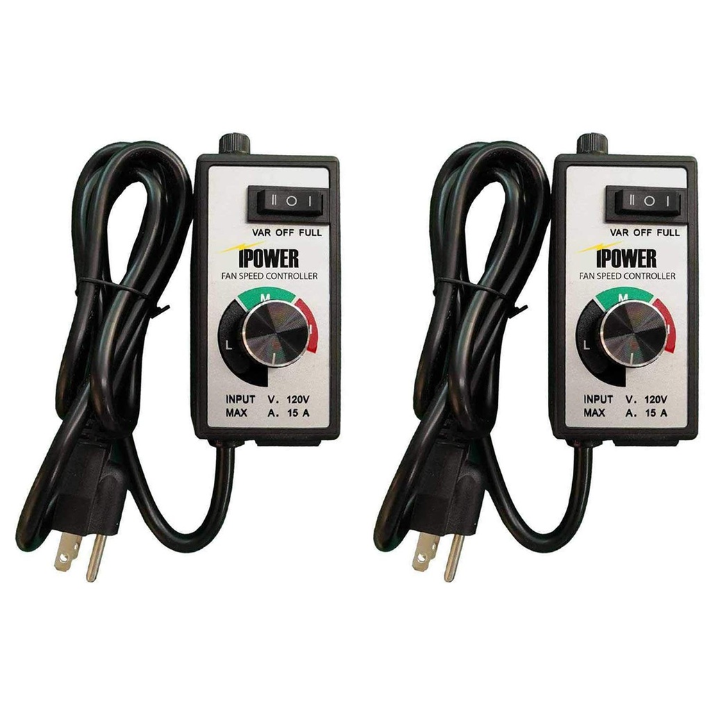 iPower 2 Pack Variable Vent Fan Speed Adjuster HVAC Controller, Switch with 3 Settings for Inline Duct Exhaust, Black, New