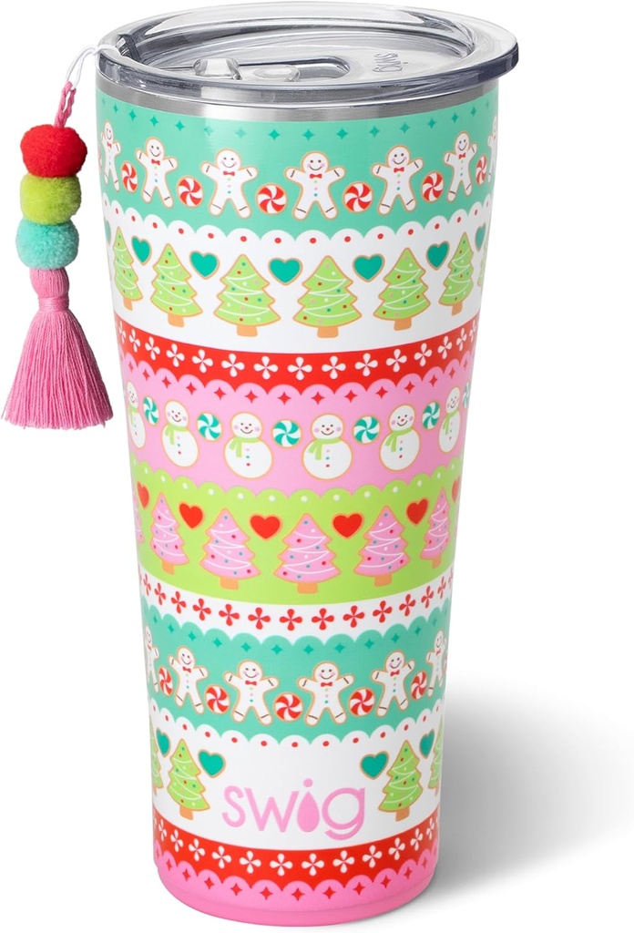 Swig Life 32oz Insulated Tumbler, Travel Coffee Tumbler with Lid, Cup Holder Friendly Travel Coffee Mug, Stainless Steel with Lid (Cookie Jar)