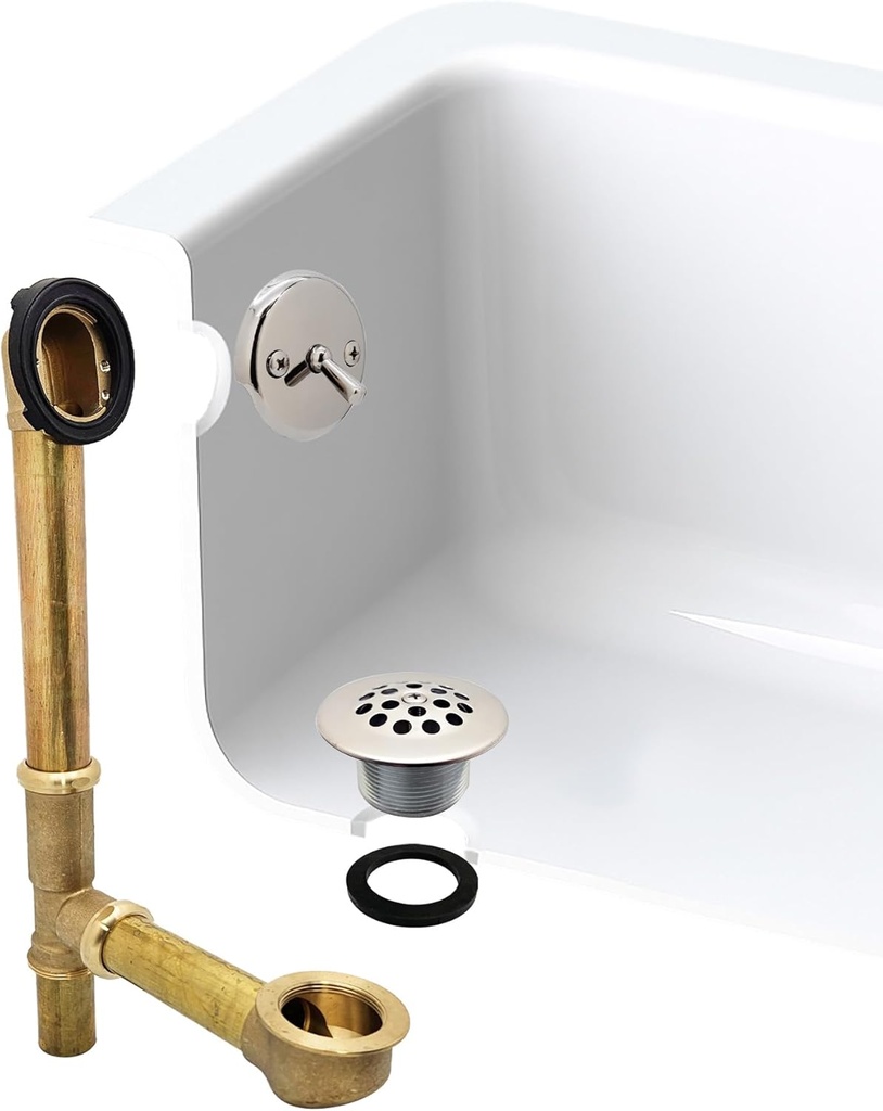 Westbrass D323-20G-26 14" Bath Waste Assembly with Trip Lever and Beehive Strainer Drain Plug, Polished Chrome