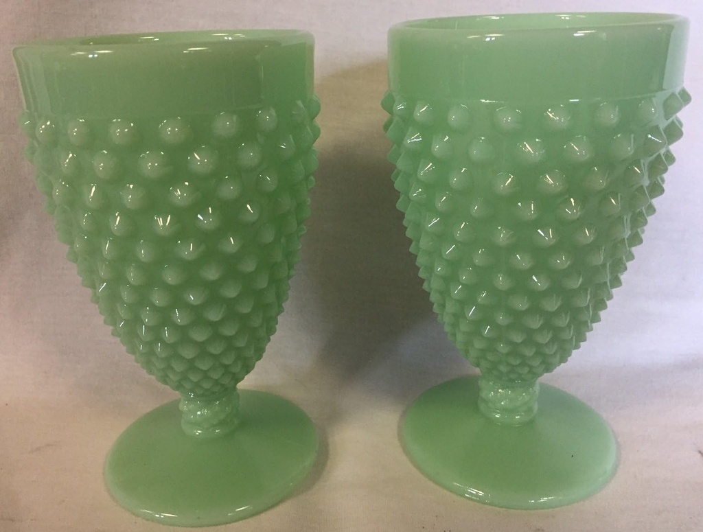 Hobnail Gigi Pattern - Goblet - Jade Jadite Jadeite Green Glass - American Made - Mosser USA (2)