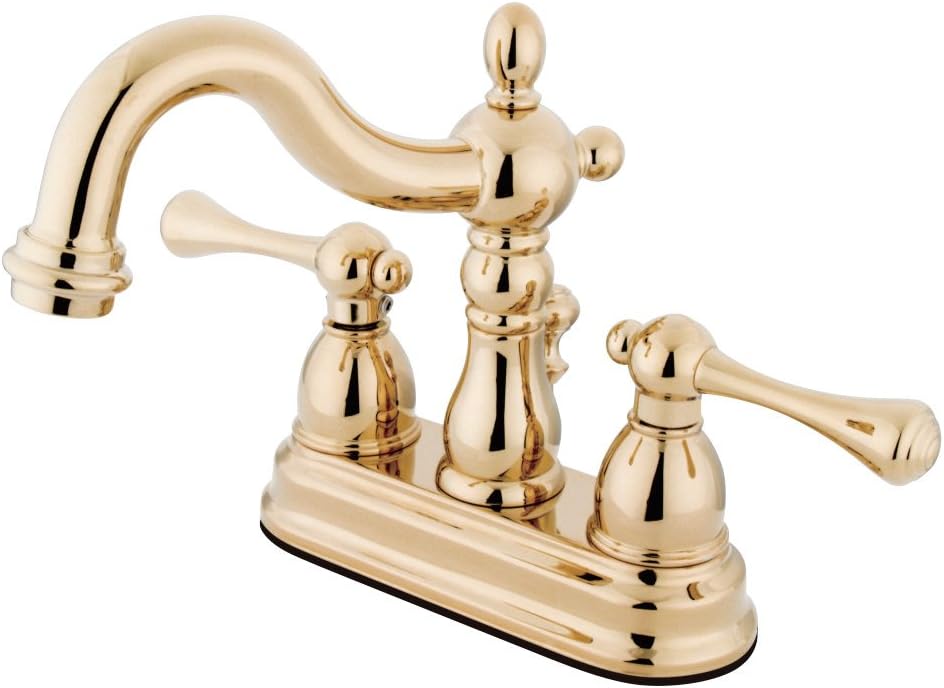 Elements of Design EB1602BL Centerset Lavatory Faucet with Lever Handle, 4", Polished Brass