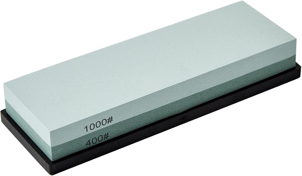 Knife Sharpening Stone with Non-slip Rubber Base, 400/1000 Grit Premium Whetstone, Double-Sided Knife Sharpener for Kitchen, Waterstone for Honing Blades Manually