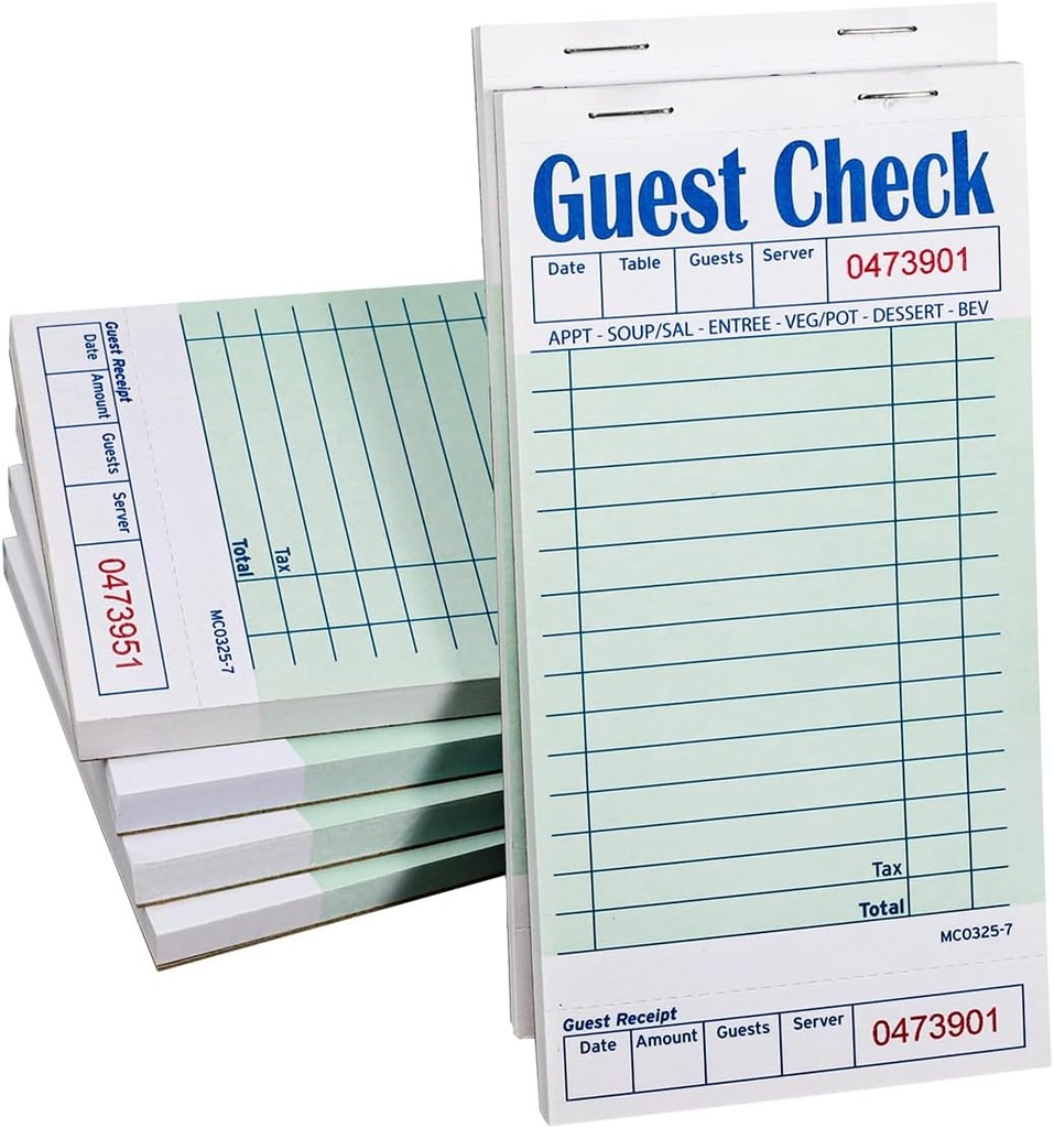 Batrical Guest Checks Server Note Pads 300 Sheets Waitress Notepad for Restaurants (6 Books) 3.5" x 6.75" Per Ticket Book