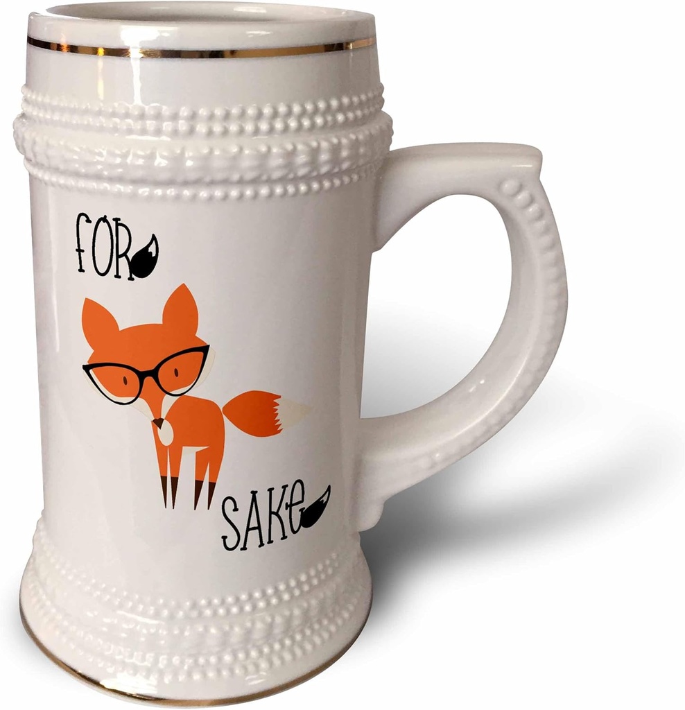 3dRose Fox Sake-Stein Mug, 18oz , 22oz, White