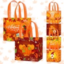 Hying 6PCS Thanksgiving Gift Bags for Gift Wrap Kids, Reusable Fall Themed Gift Bags with Handle Gnome Pumpkin Harvest Grocery Shopping Candy Bags for Autumn Thanksgiving Fall Party Favors Supplies