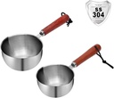 Kichwit Dog Food Scoop Pet Food Scoop 304 Stainless Steel Measuring Cup with Wood Handle, 1 Cup and 1/2 Cup, Pack of 2