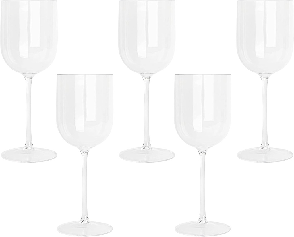 PLASTICPRO Clear Plastic Wine Glasses Set of 25 Elegant Wine Goblets Hard Plastic Wine Cups on Stem 12 Ounce