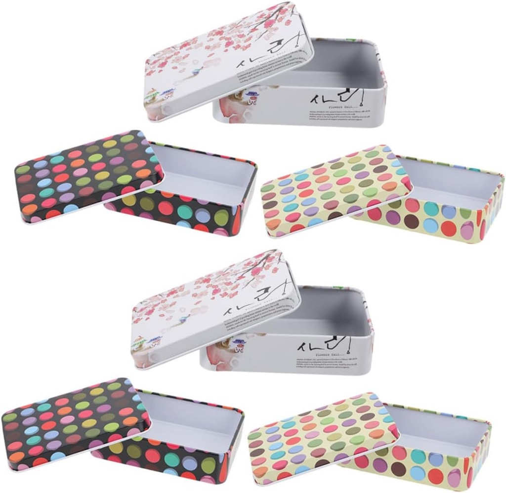 Gadpiparty 6pcs Metal Storage Boxes Lids Pantry Storage Bins Lids for Cookies Tea Jars Decorative Tin Containers