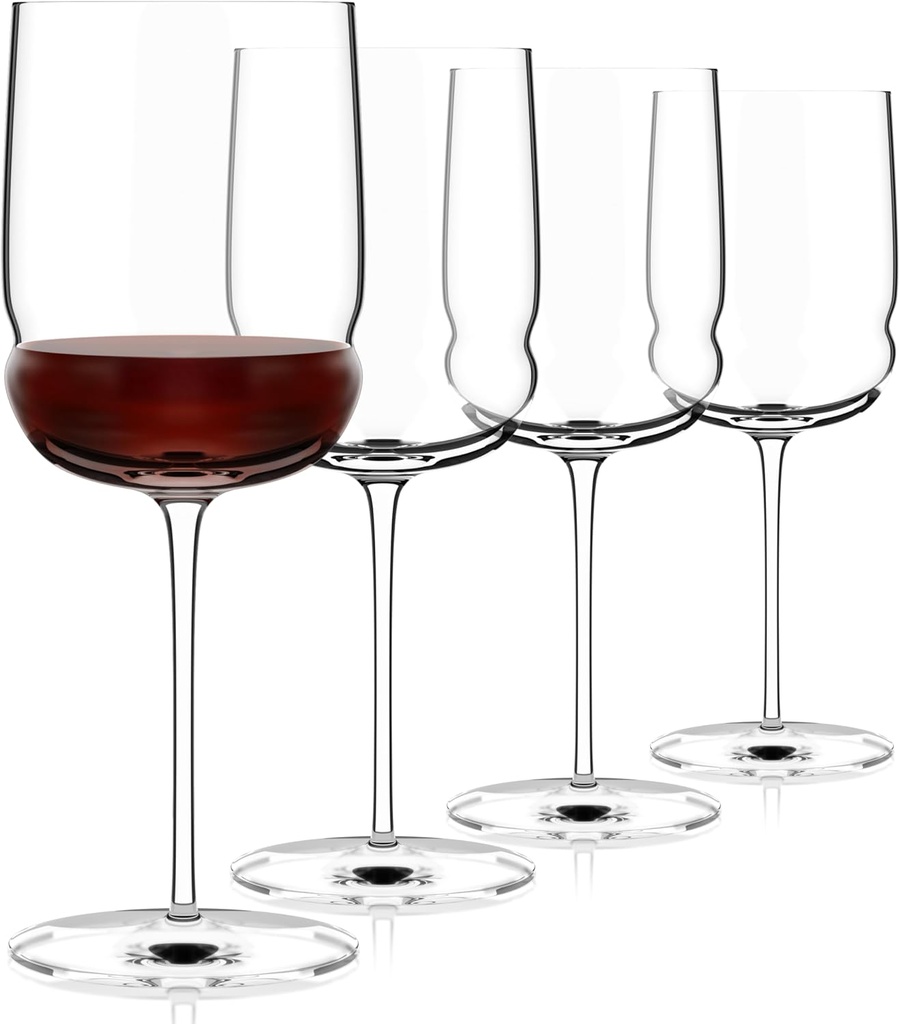Luigi Bormioli Grandioso - 22 Oz. Cabernet/Merlot Wine Glasses Set of 4 - Crystal Glass Set - Unique and Modern Red Wine Glass - Made in Italy, Dishwasher Safe