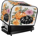 2 Slice Toaster Cover,Thanksgiving Pumpkin Floral Small Kitchen Appliance Bread Machine Cover with Pockets,Dust & Fingerprint Protection