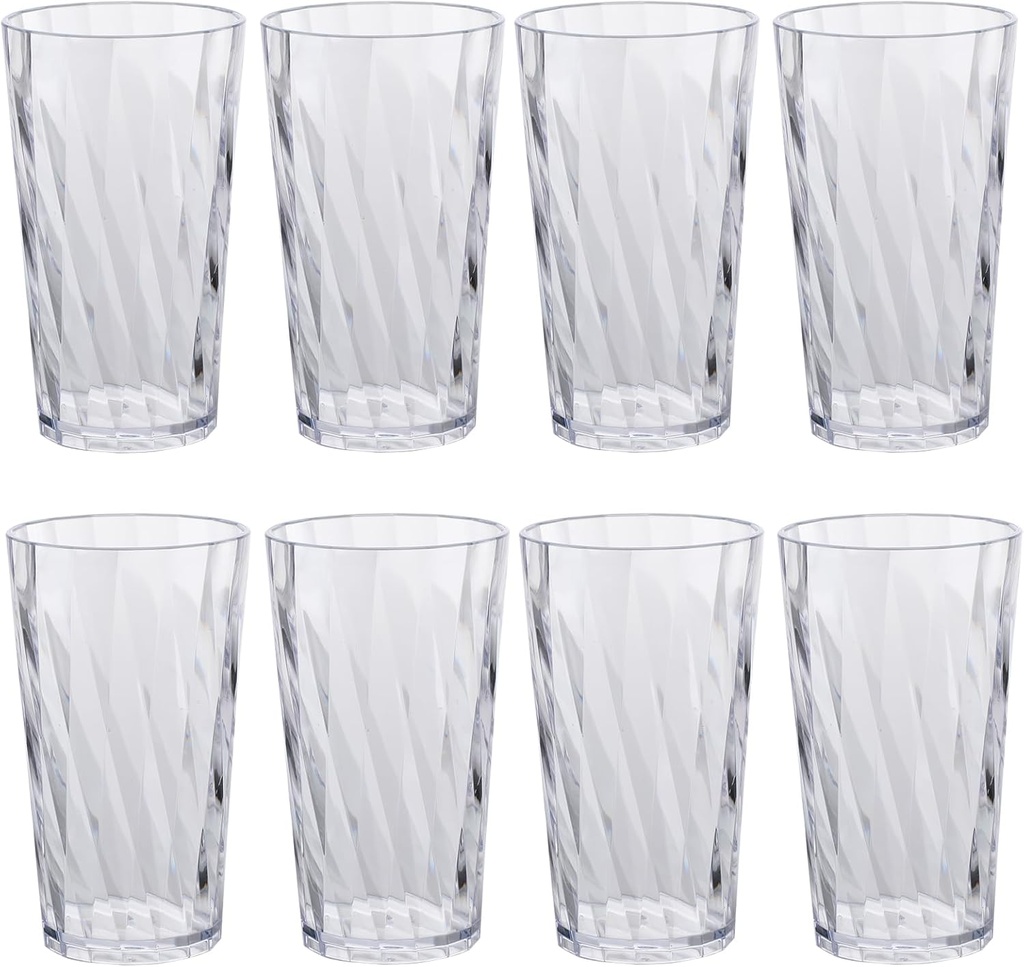 unbreakable Plastic Drinking Glasses，set of 8, shatterproof drinking cups, plastic glass cups, 10 ozplastic Tumbler Cups, Dishwasher Safe (transparent)
