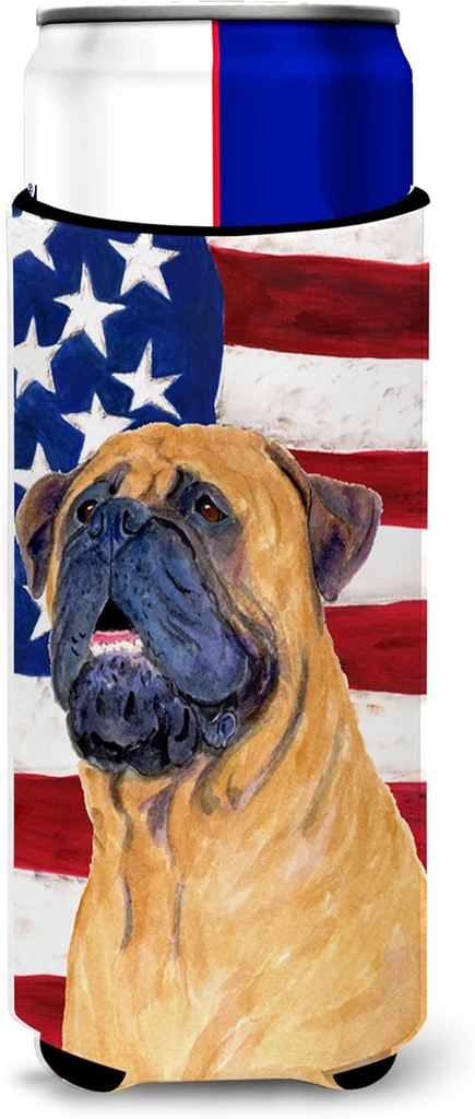 USA American Flag with Bullmastiff Ultra Beverage Insulators for slim cans