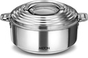 Milton Galaxia 1500 Casserole for hot food, insulated stainless steel hot pot with lid, 50 oz (2090 ml) 1.58 qt, Serving box (bowl, dish) for food and roti Food Warmer Cooler, Silver