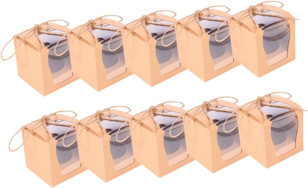 GLEAVI 10pcs Bakery Boxes with Window Paper Cupcake Containers for Muffins and Pastries Display Design for Weddings Birthdays and Treats