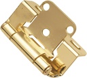 Hickory Hardware P2710F-3 Hinge Semi-Concealed 1/2 Inch Overlay - Cabinet Hardware Hinge with Easy Installation - Face Frame Partial Wrap Self Closing - Polished Brass Finish 1 set of Pair