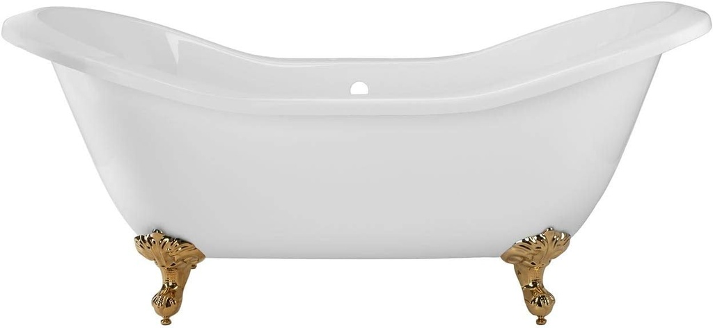 Vintage Tub & Bath Serenity 72 Inch Acrylic Double Slipper Clawfoot Tub - Rim Faucet Drillings - Imperial Ball & Claw Feet