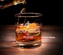 Custom Laser Engraved Whiskey Glass With A Godfather Design, Great Gift For Baptism Celebrations, Birthdays, Announcements And Special Occasions