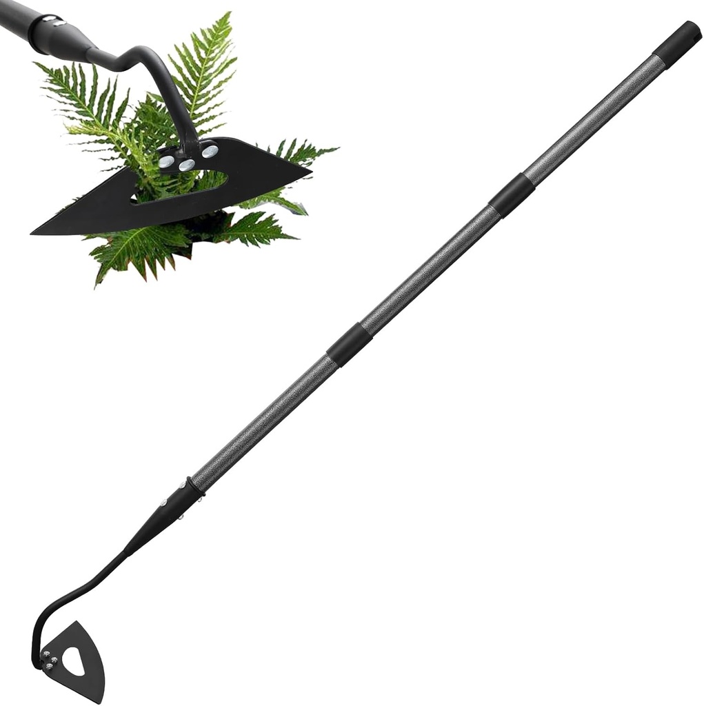 Garden Hoe for Weeding, Heavy Duty Hollow Hoe Garden Tool with Long Handle, 48 inch Weeder Gardening Hand Tool for Loosening Planting