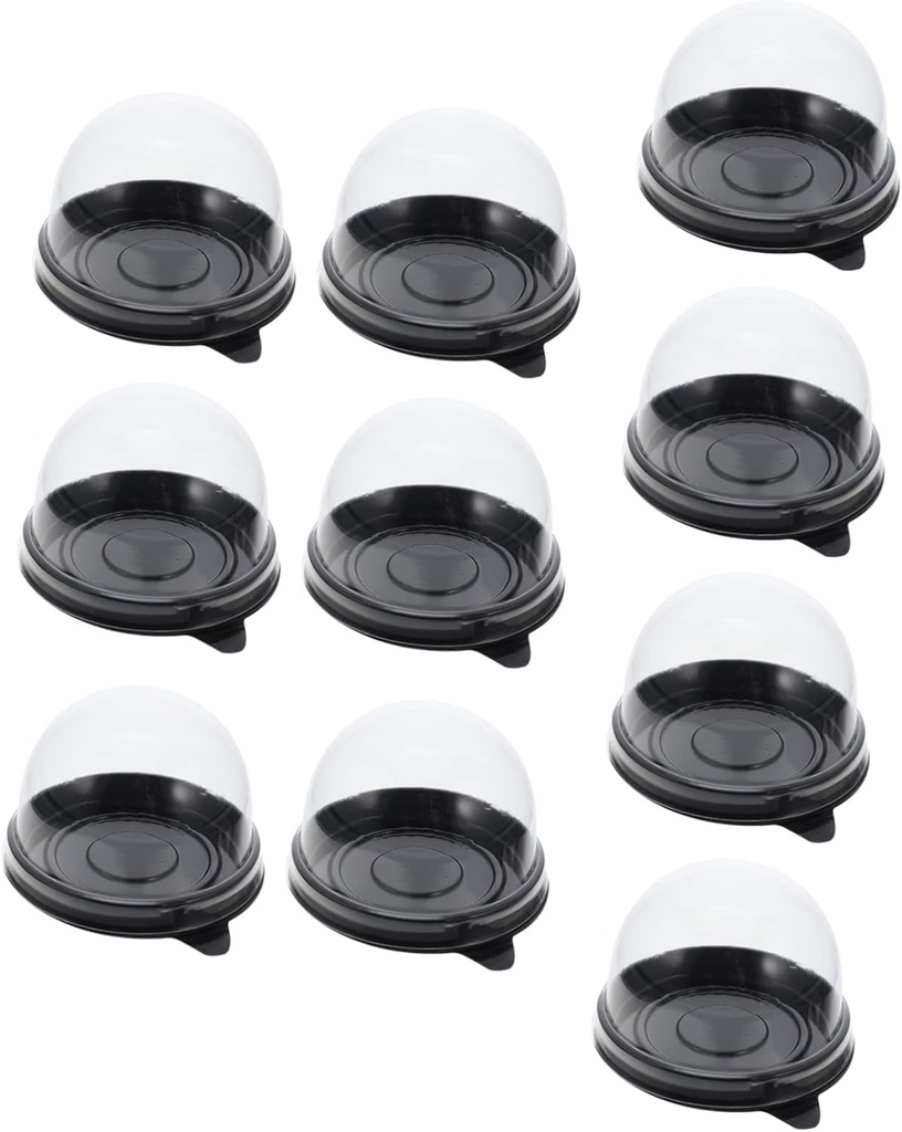 100Pcs Round Plastic Moon Cake Holders 7x7x5cm Egg-Yolk Puff Containers Cake Box for Desserts Sturdy Food Packaging for Baking and Giving