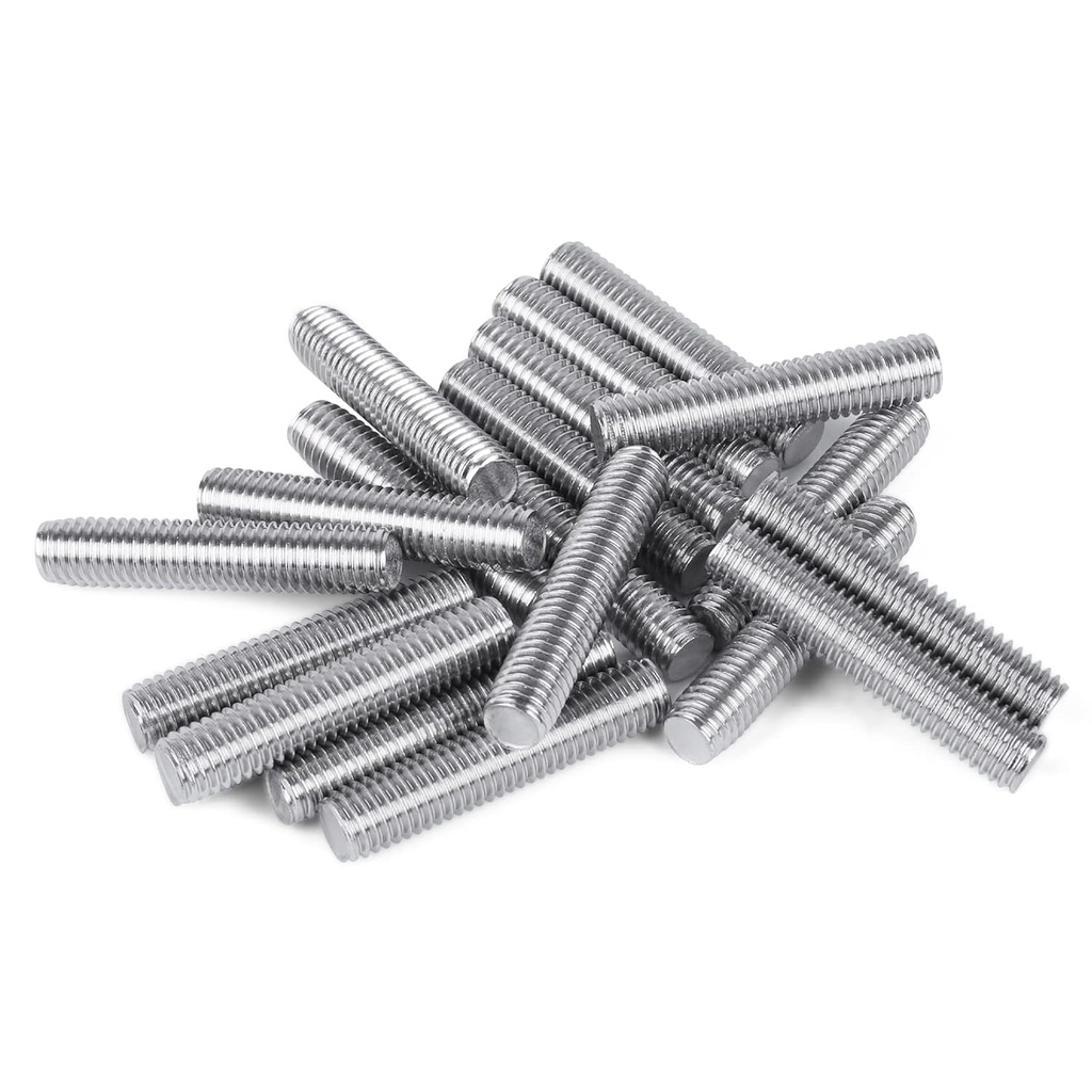 Pack of 20 M6 x 50 mm Length 304 Stainless Steel Fully Threaded Rod Bar Studs Silver Tone