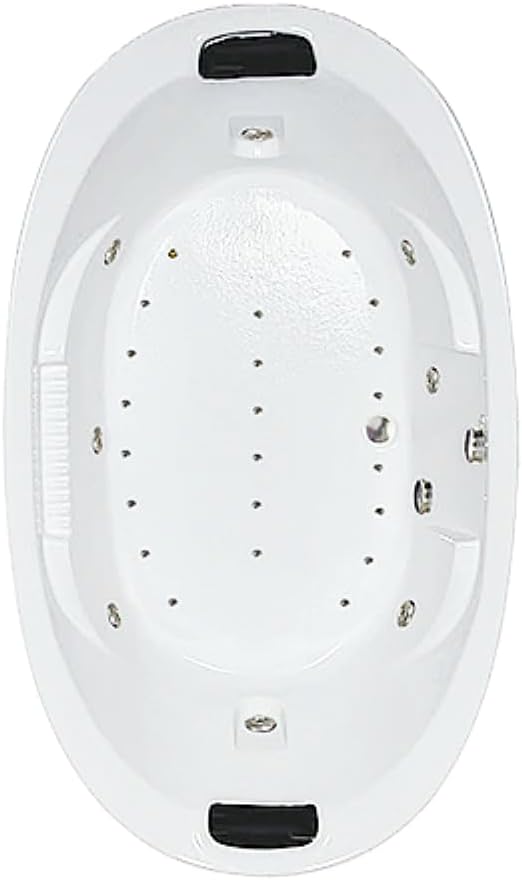 84 in. x 46 in. Acrylic Oval Drop-In Combination Bathtub with Center Drain in White - Includes 12.5 Amp In-Line Heater