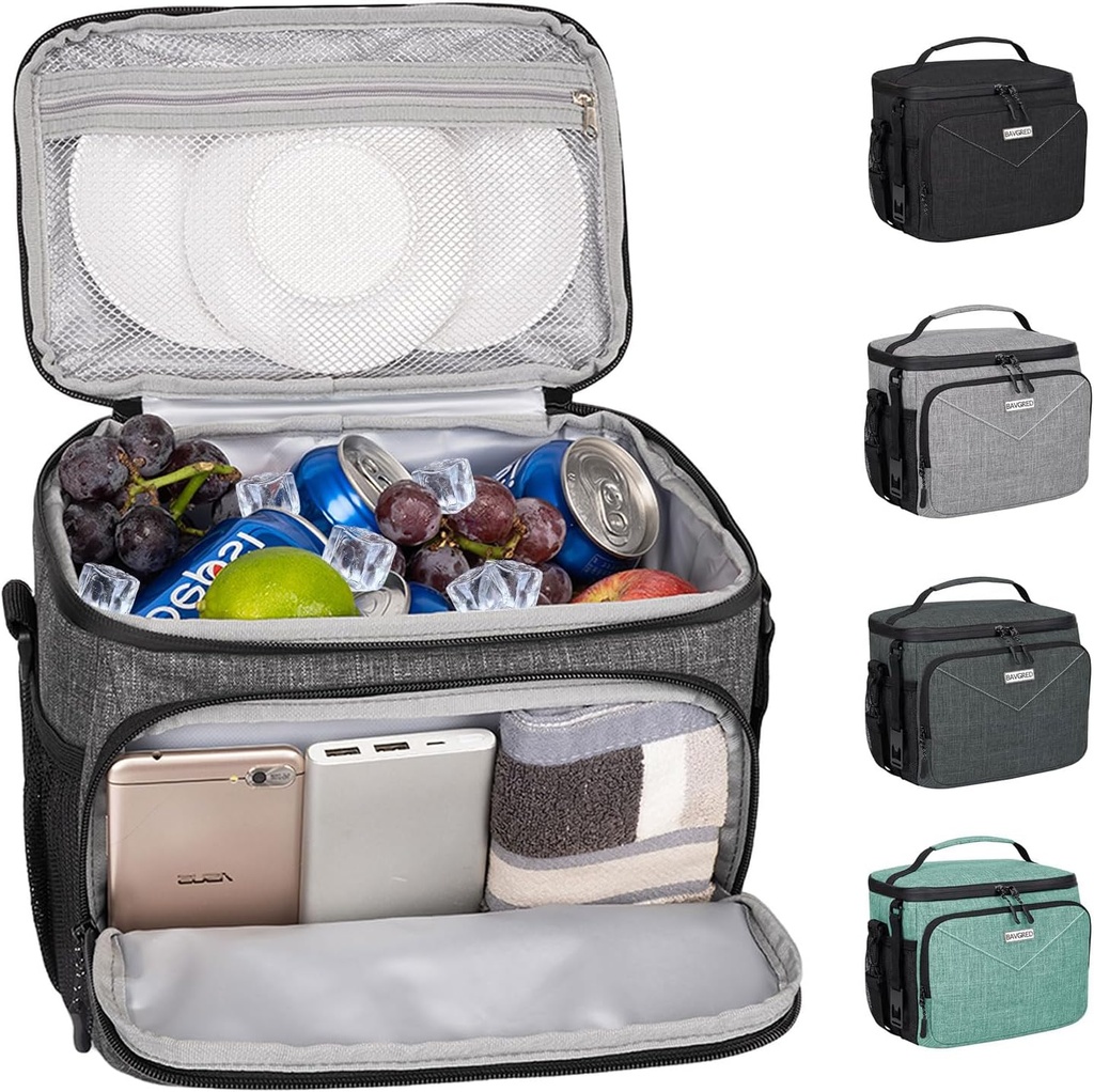 Lunch Box for Men Women,Reusable Large Tactical Insulated Lunch Bag with Adjustable Shoulder Strap,Leakproof Tote Cooler Bag for Work Adults Picnic Beach Office-Grey,12 Cans