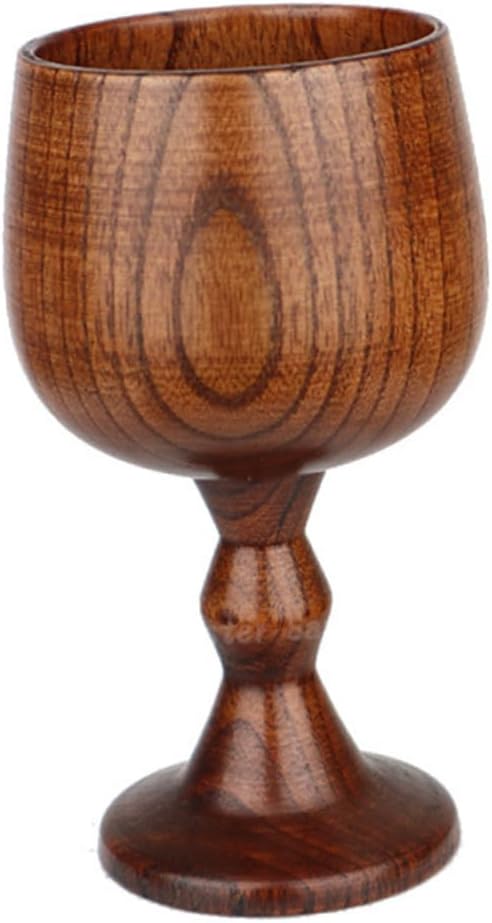 Alipis Wooden Goblet Drinking Cup Set High Foot Wine Glass for Parties Home and Banquets 100% Natural Chinese Date Wood Elegant Rustic Design