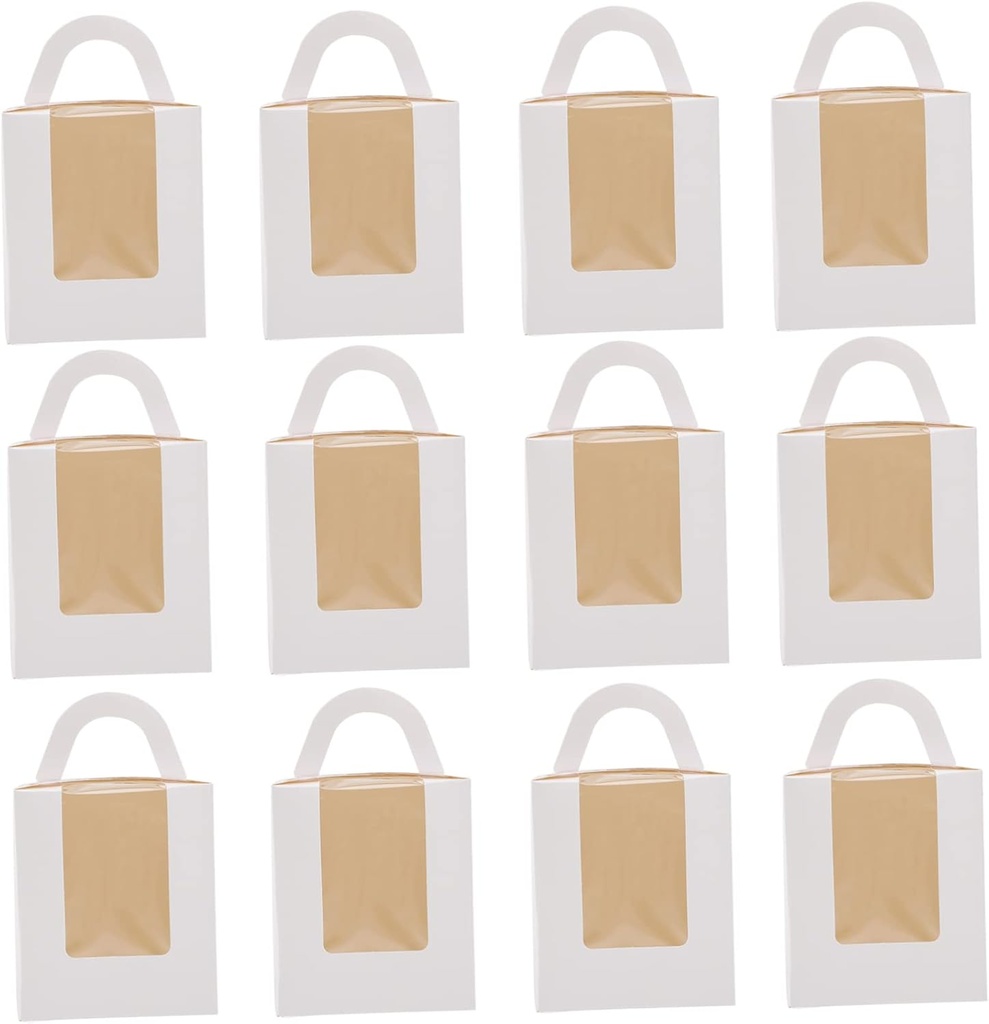 PRETYZOOM Handheld Cake Boxes Window Paper Cupcake Containers for Bakery Desserts for Weddings Birthdays and Packaging