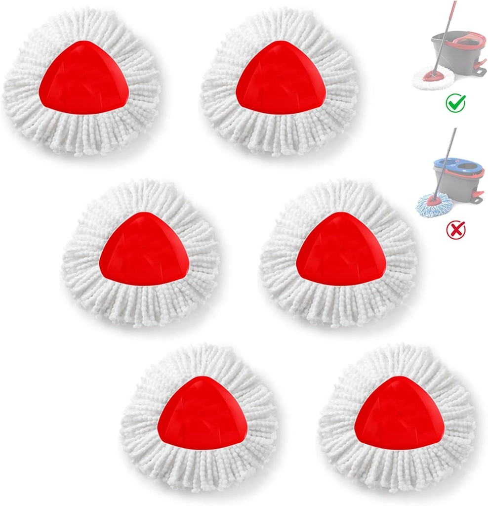 BonusLife Refill for O-Ceda EasyWrin Spin Mop Head 1-Tank System Only, 6 Refills