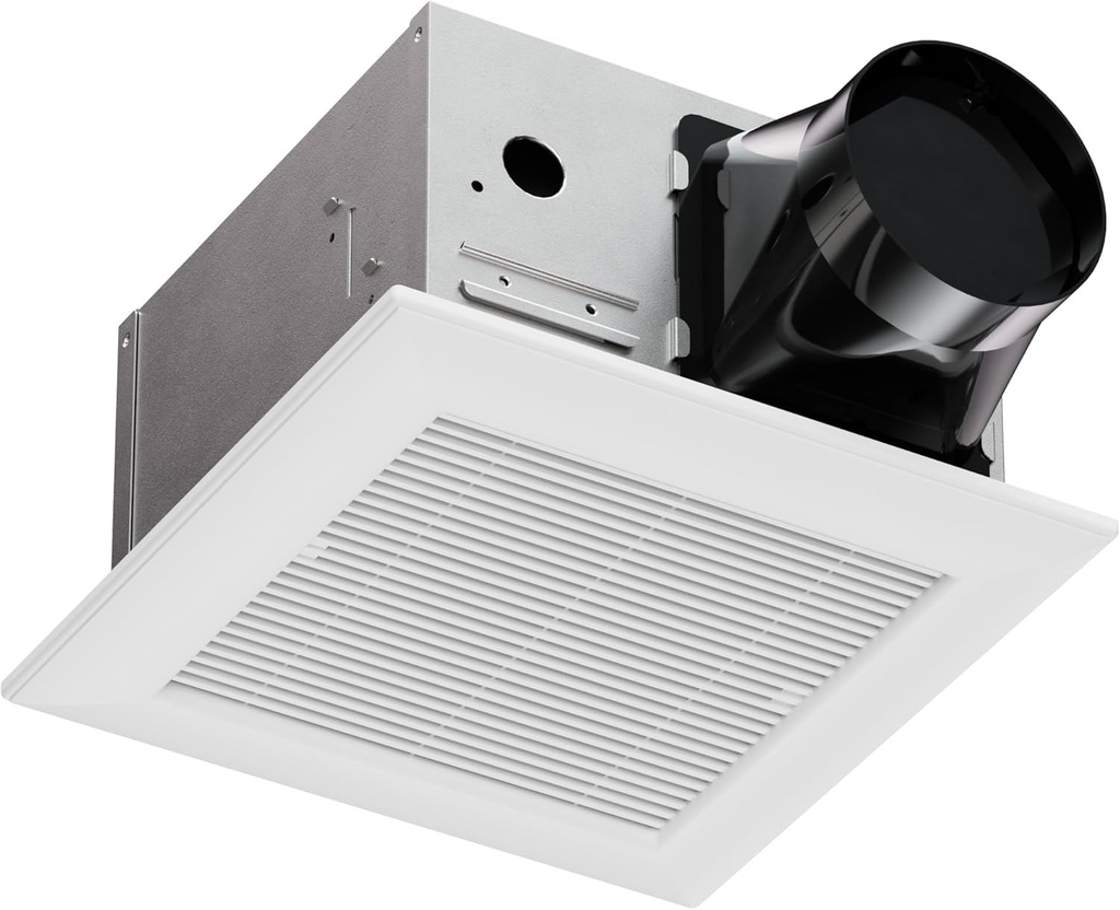 80CFM Bathroom Exhaust Fan with Grille: 20W Ceiling Mount Shower Ventilation Fan, 120V, White, Wet Rated, ETL Certified