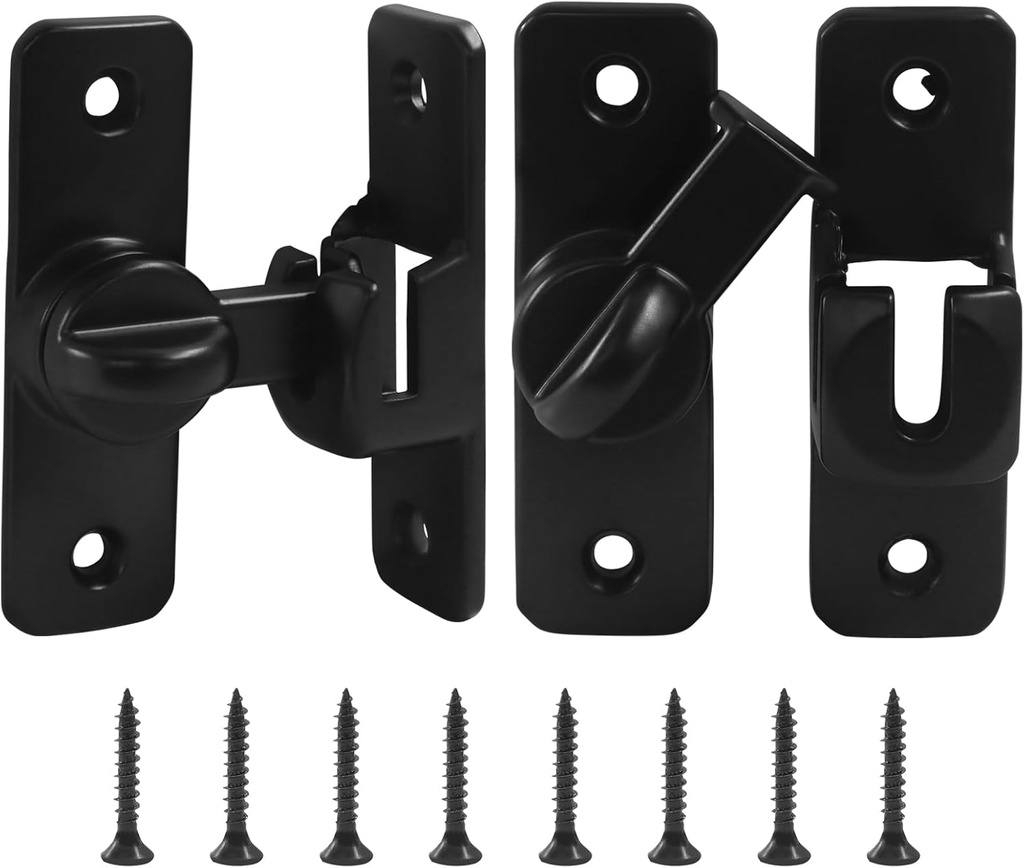 Zorfeter 2 Pack 90/180 Degree Multi-Angle Flip Barn Door Lock, Thickened Household Door Latch Right Angle Sliding Door Latch, Heavy-Duty Lock for Barns/Gardens/Cabinets/Bathrooms