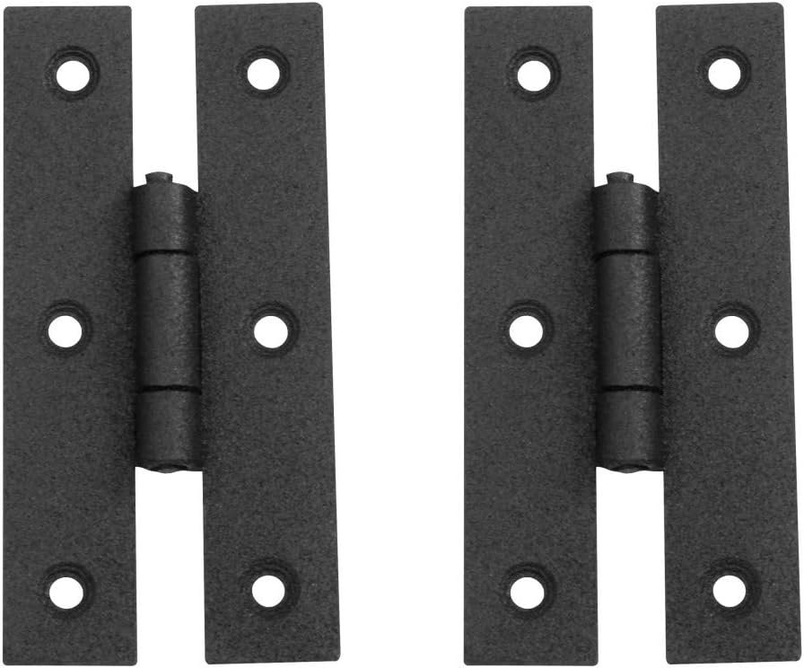 Renovators Supply Manufacturing Black H Flush Hinge 3 Inches Long Wrought Iron Kitchen Cabinet Door H Flush Mount Black Rust Resistant Powder Coated Colonial H Hinges with Mounting Hardware Pack of 2