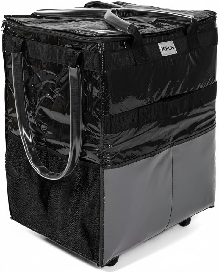 KELN Rolling Tote Bag with Wheels – Heavy Duty Foldable Shopping Bag with Handle – Reusable Grocery Bag on Wheels