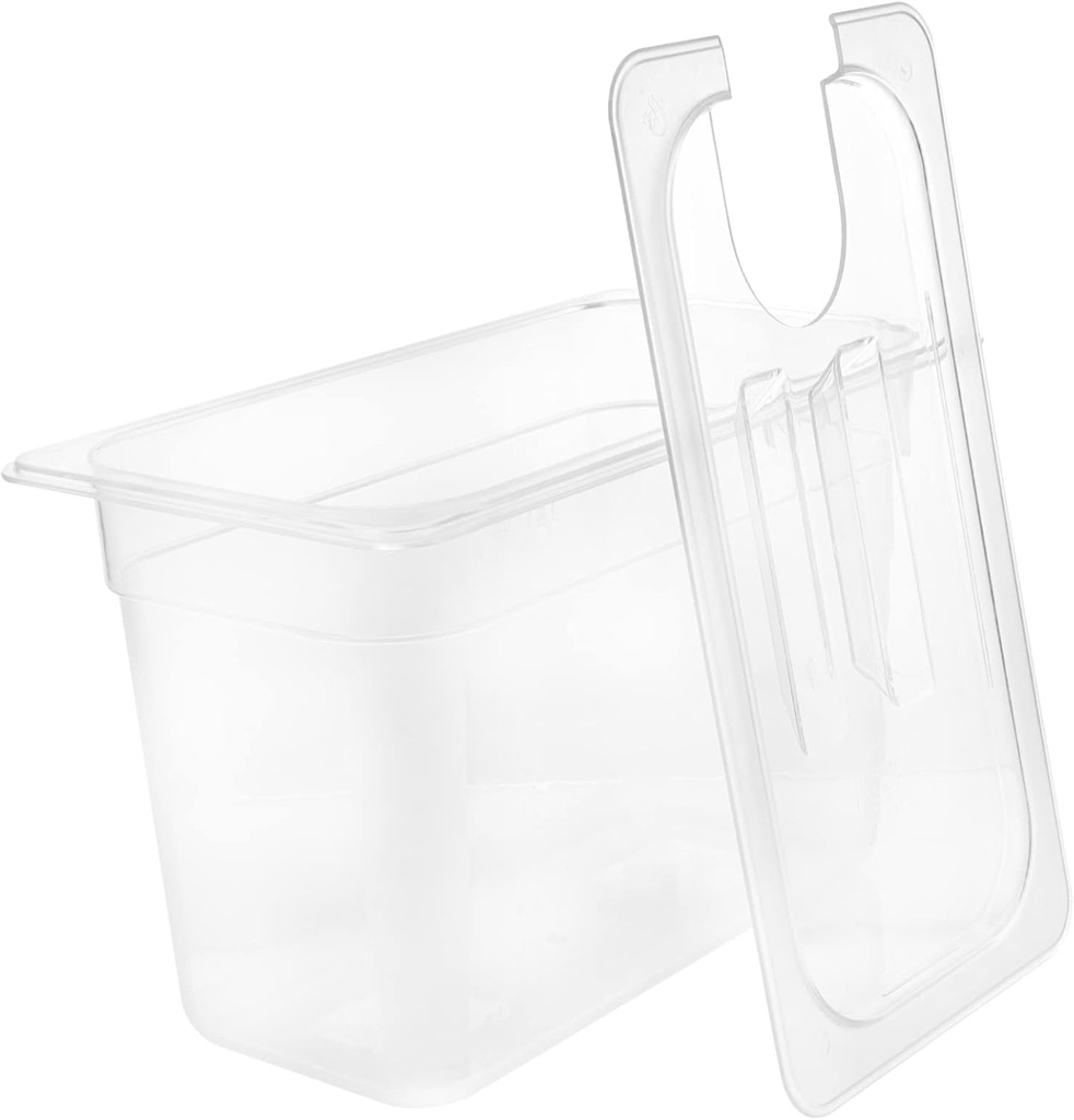 SECFOU Ergonomic Grip Slow Cooker Container 6l Sous Vide Storage Case Lid for Low-temperature Cooking Seasoning Storage