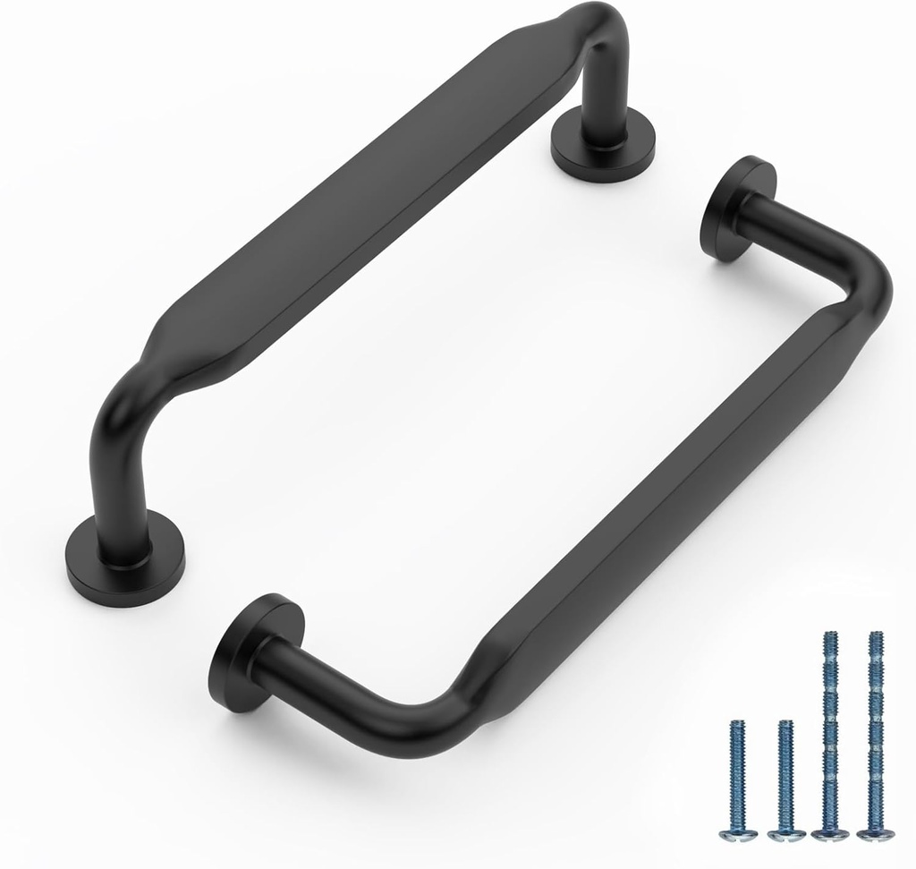 FILTA 10 Pack 3.75 Inch(96mm) Matte Black Cabinet Pulls,Stylish Kitchen Cabinet Black Handles Zinc Alloy Cabinet Hardware for Kitchen Cabinets and Dresser Drawers